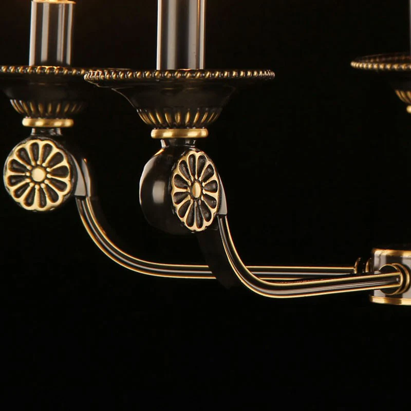 Gold and Black Flared Chandelier Traditional Mat Glass Bedroom Suspension Light Fixture Gold