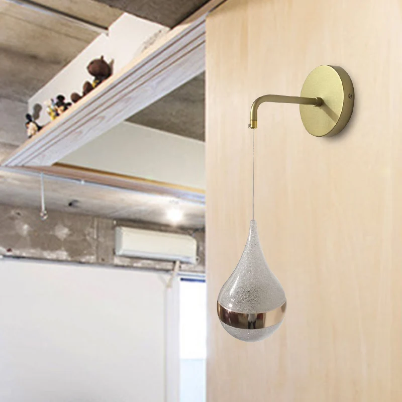 Gouden Teardrop Wall Sconce Lighting Contemporary LED Crystal Wall Light Fixture Warm/White/3 Color Light Gold