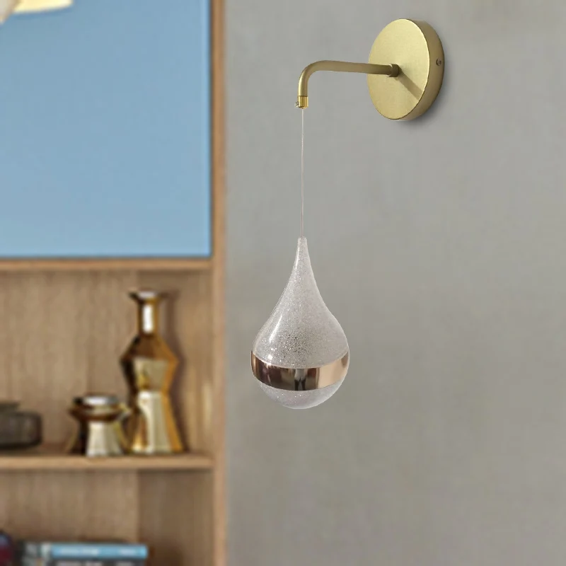 Gouden Teardrop Wall Sconce Lighting Contemporary LED Crystal Wall Light Fixture Warm/White/3 Color Light Gold
