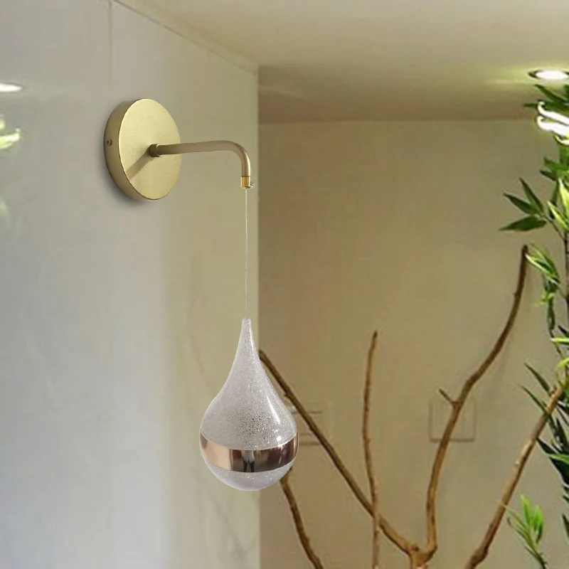 Gouden Teardrop Wall Sconce Lighting Contemporary LED Crystal Wall Light Fixture Warm/White/3 Color Light Gold