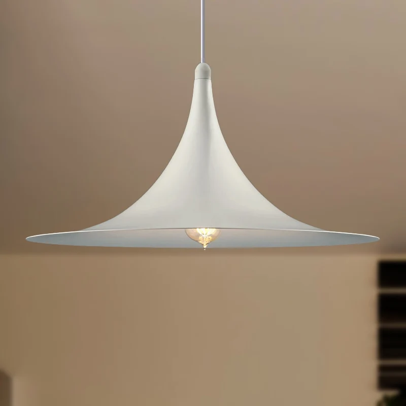 1 Head Hanging Ceiling Light Flared Shade Metallic Contemporary Bedroom Pendant Lighting White/Black Black