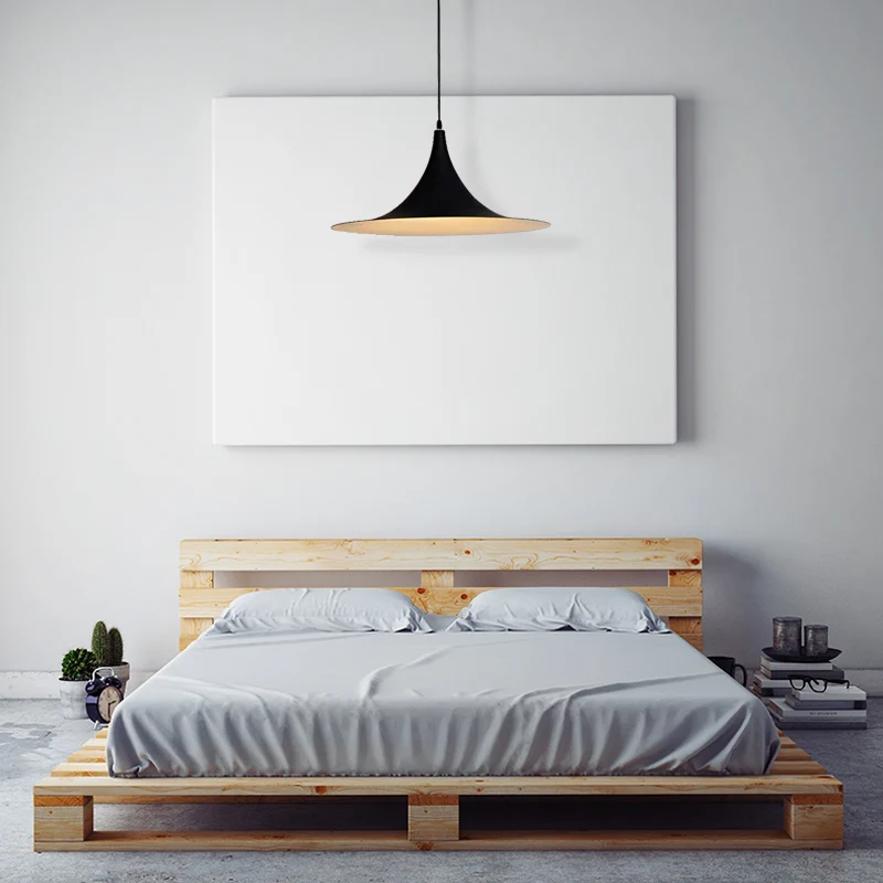 1 Head Hanging Ceiling Light Flared Shade Metallic Contemporary Bedroom Pendant Lighting White/Black Black