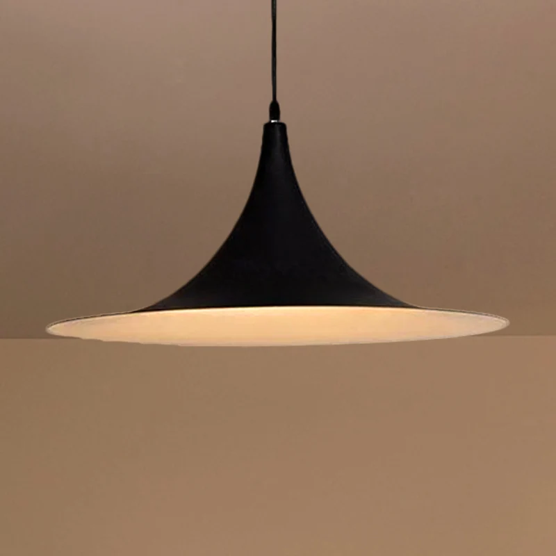 1 Head Hanging Ceiling Light Flared Shade Metallic Contemporary Bedroom Pendant Lighting White/Black Black