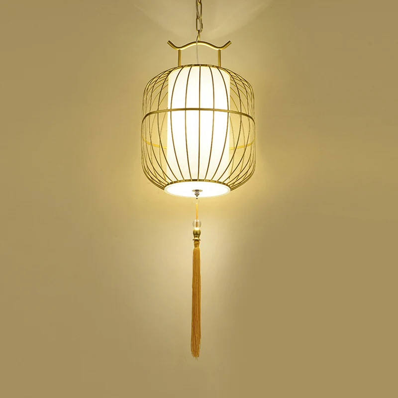 1 Head Indoor Pendant Lamp Cylinder Bamboehout Shade Chinese Style Black/Gold Hanging Fixture Black