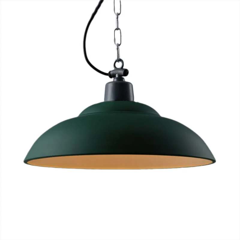 1 Head Metallic Hanging Lamp Klassiek Style Black/Green Bowl Indoor Pendant Light Chain Green