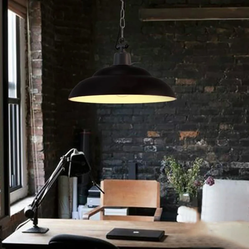 1 Head Metallic Hanging Lamp Klassiek Style Black/Green Bowl Indoor Pendant Light Chain Green