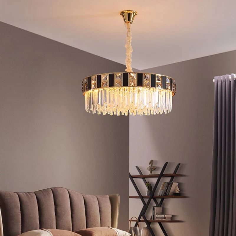 Hedendaags Geometrical Chandelier Crystal Prism Living Room Suspension Light Gold Gold