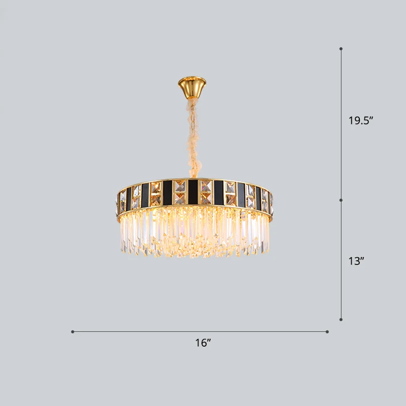 Hedendaags Geometrical Chandelier Crystal Prism Living Room Suspension Light Gold Gold
