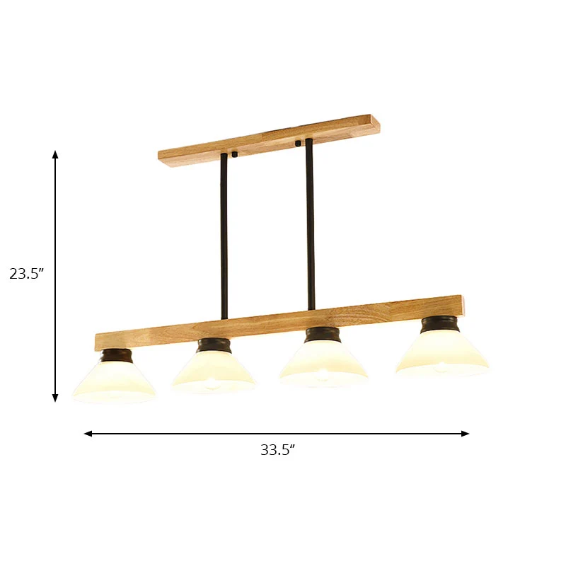 Hout Cone Shade Island Chandelier 3/4 Heads Nordic Style Linear Pendant Light over Kitchen Island Black