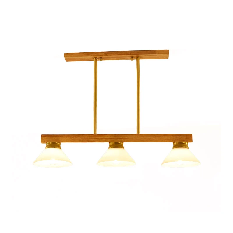 Hout Cone Shade Island Chandelier 3/4 Heads Nordic Style Linear Pendant Light over Kitchen Island Black