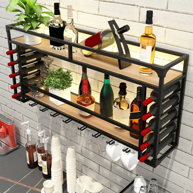 Iron Wine Rack Contemporain Style Wall Mounted Wine Holder Rack Shelf Gold