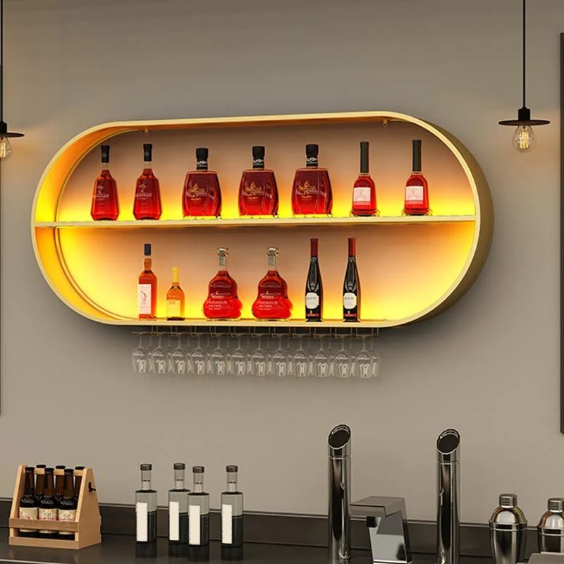Iron Wine Shelf Contemporain Style Wall Mounted Wine Holder Rack Shelf 63l