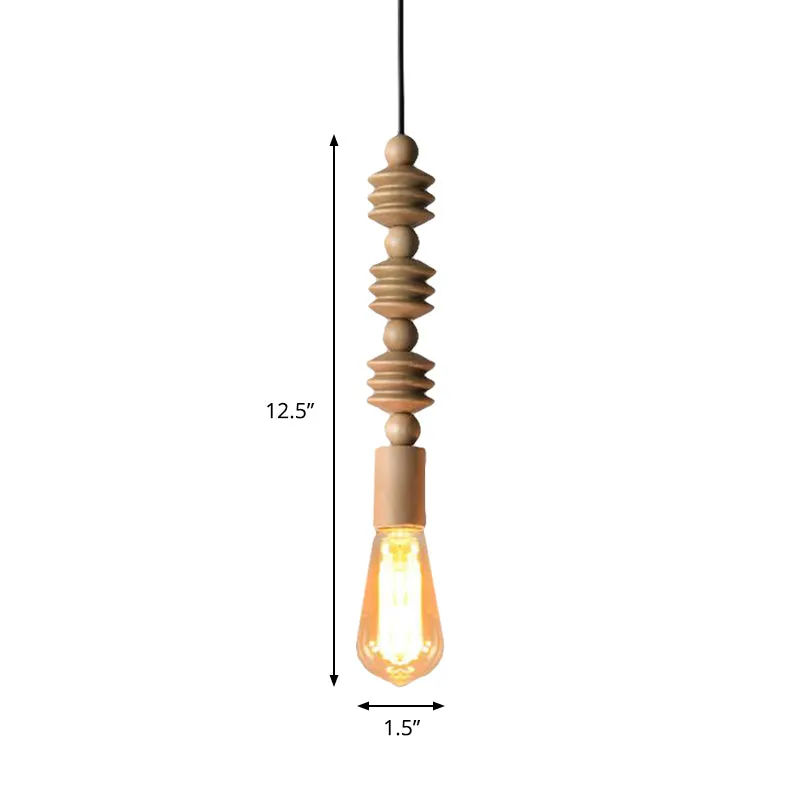 Japanse stijl kale bol hanglamp met houten deco enkele lichte hanglamp lichtbruin voor keuken