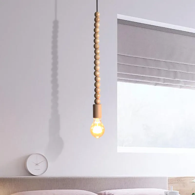 Japanse stijl kale bol hanglamp met houten deco enkele lichte hanglamp lichtbruin voor keuken