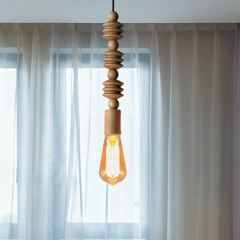Japanse stijl kale bol hanglamp met houten deco enkele lichte hanglamp lichtbruin voor keuken