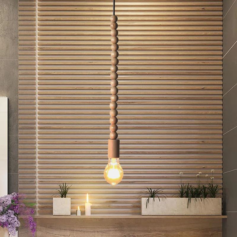 Japanse stijl kale bol hanglamp met houten deco enkele lichte hanglamp lichtbruin voor keuken
