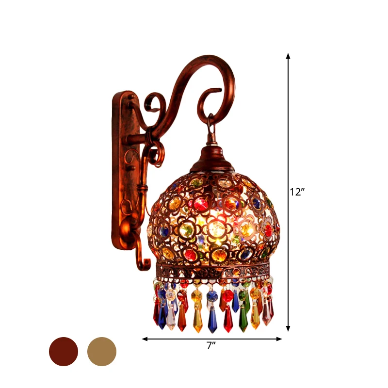 1 Lamp Globe Wandkandelaar Decoratief Messing/Koper Metaal Wandlamp met Hangend Kristal voor Slaapkamer
