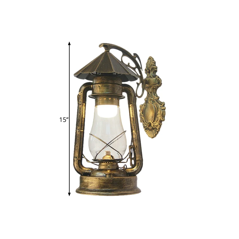 Lantern Clear Glaswerk Wall Hanging Light Vintage Single Bulb Outdoor Sconce Lamp Black/Bronze/Copper Bronze