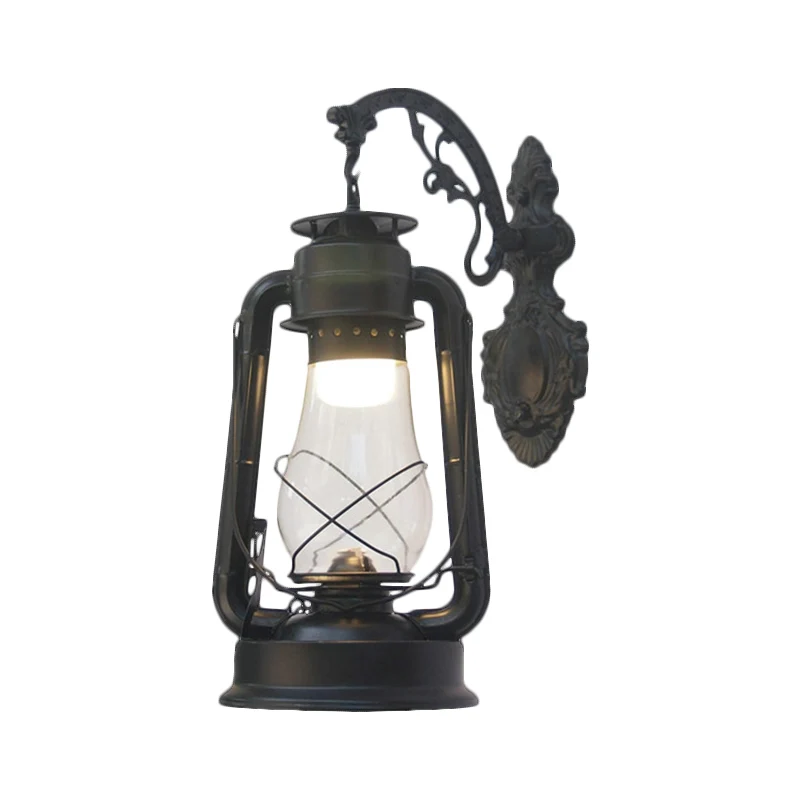 Lantern Clear Glaswerk Wall Hanging Light Vintage Single Bulb Outdoor Sconce Lamp Black/Bronze/Copper Bronze
