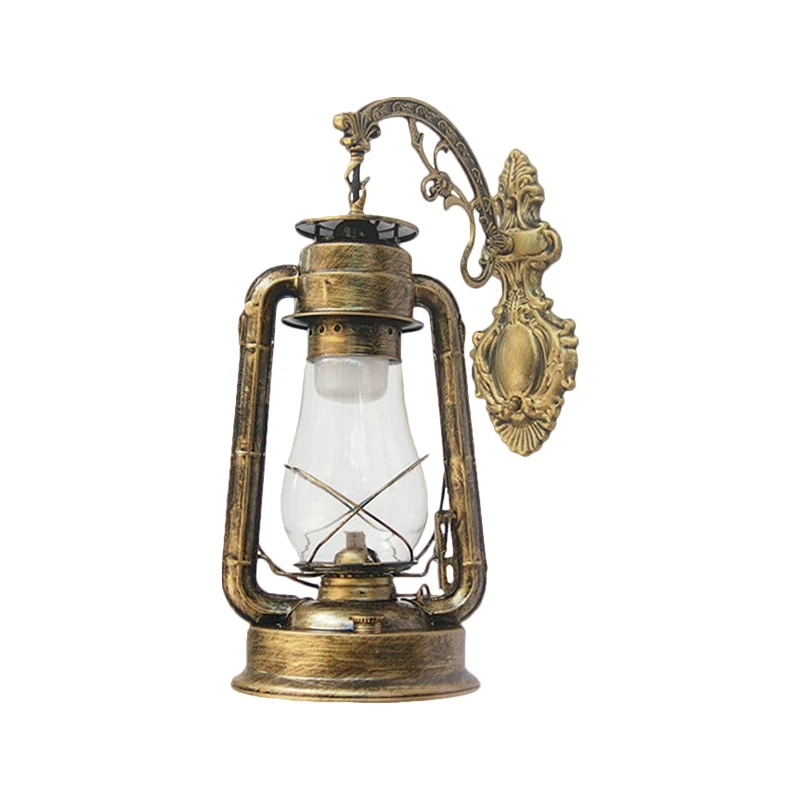 Lantern Clear Glaswerk Wall Hanging Light Vintage Single Bulb Outdoor Sconce Lamp Black/Bronze/Copper Bronze