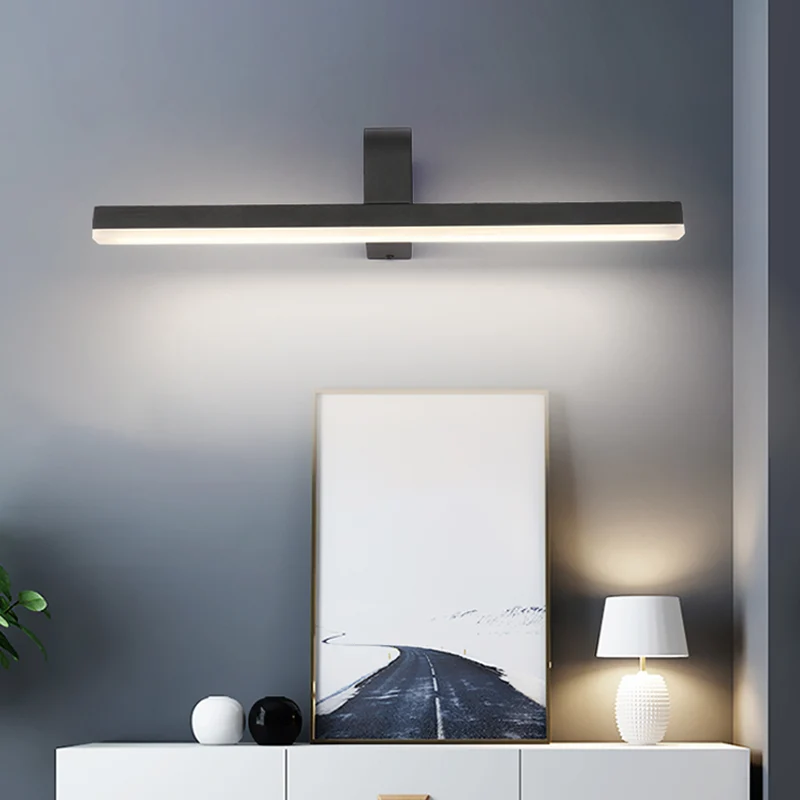 LED Bathroom Vanity Light Hedendaags Style Black/White Wall Lighting Ideas Slender Metal Shade Warm/White Light White