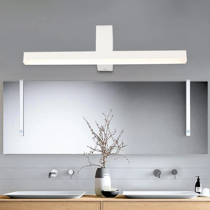 LED Bathroom Vanity Light Modern Style Black/White Wall Lighting Ideas Slender Van metaal Shade Warm/White Light White