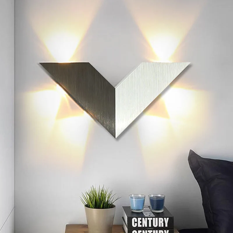 LED Bedroom Wall Light Contemporary Black and Parelmoer Wall Lighting Geometric Metal Shade Warm/White Light Black