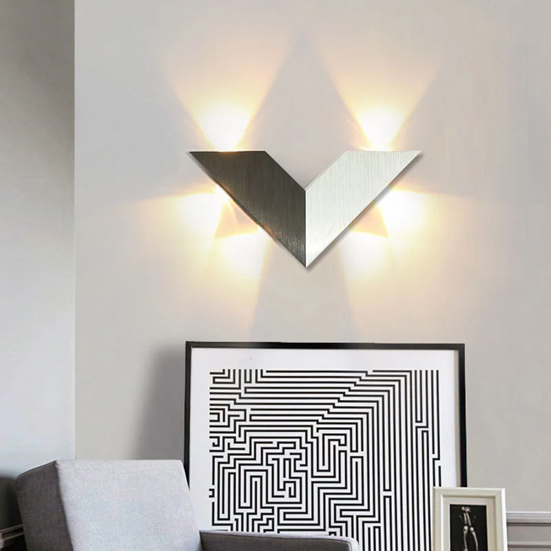 LED Bedroom Wall Light Contemporary Koolzwart and White Wall Lighting Geometric Metal Shade Warm/White Light Black