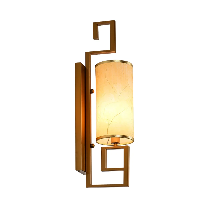 1 Light Sconce Light Fixture Gevestigd Cylinder Metal Wall Mount Lighting Black/Gold Fabric Shade Black