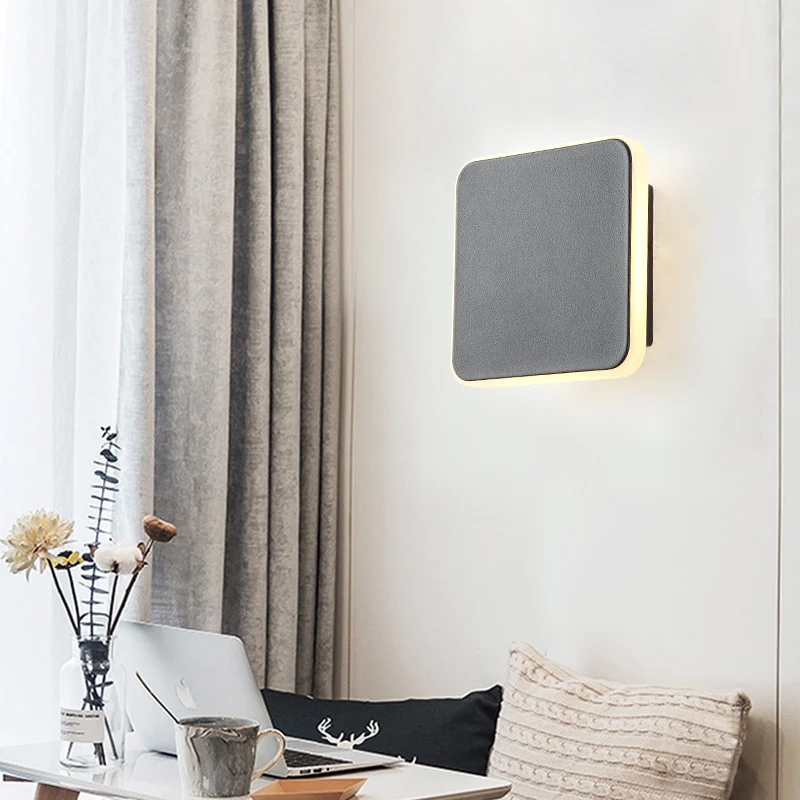 1 Light Study Room Sconce Light Square Shade Black/White Wall Lamp Warm/White Light White