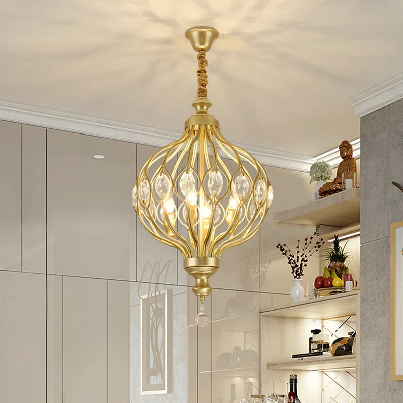 4/6 Lights Lantern Chandelier Contemporary Black/Gold Crystal Encrusted Hanging Lamp Kit Black