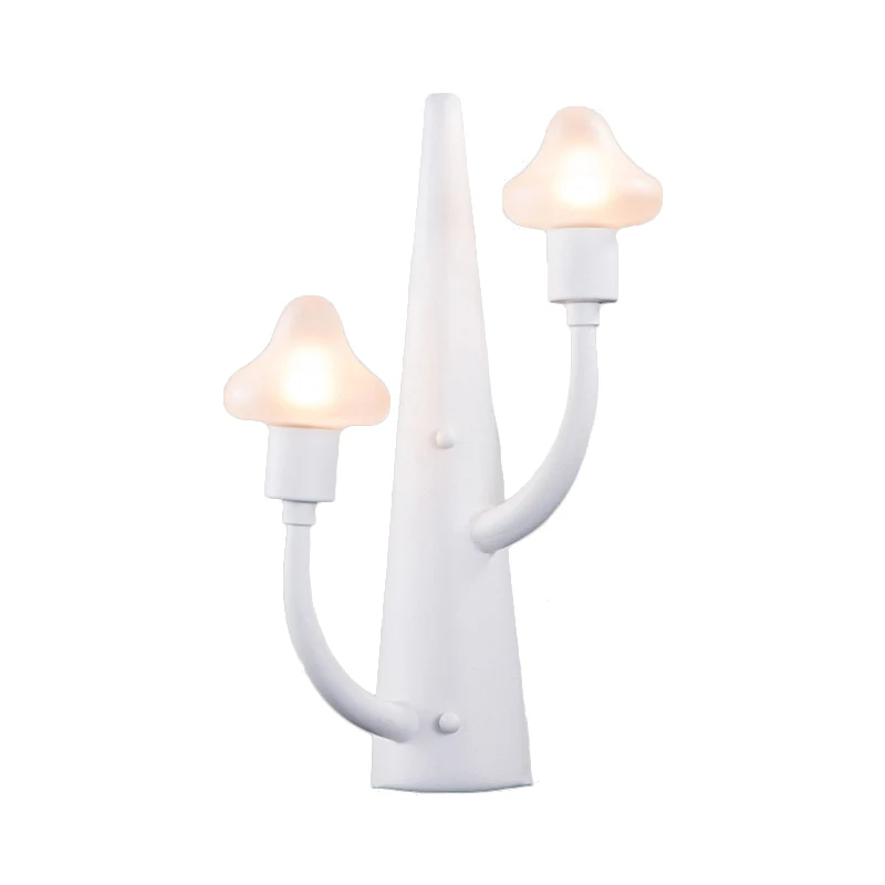 2/3 Lights Living Room Sconce Mushroom Opal Glazen Shade Modernist White Led Wall Lamp White