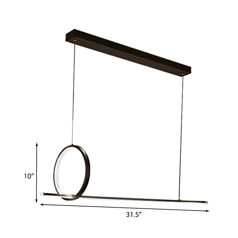 Linear and Ring Ceiling Chandelier Basis Acrylic 1/2 Light Black Hanging Light Warm/White Light Black