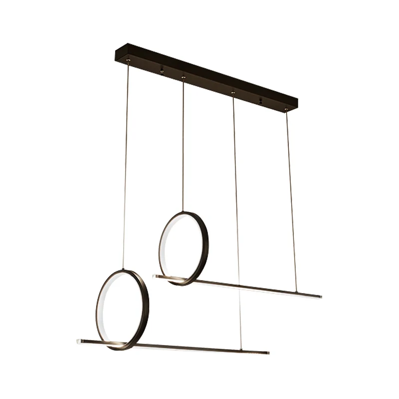 Linear and Ring Ceiling Chandelier Basis Acrylic 1/2 Light Black Hanging Light Warm/White Light Black