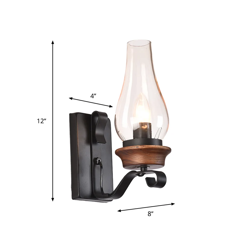 Loft Style Candle/Kerosene Wall Lamp 1 Bulb White/Brown Glass Wall Lighting Scroll Arm Ravenzwart White