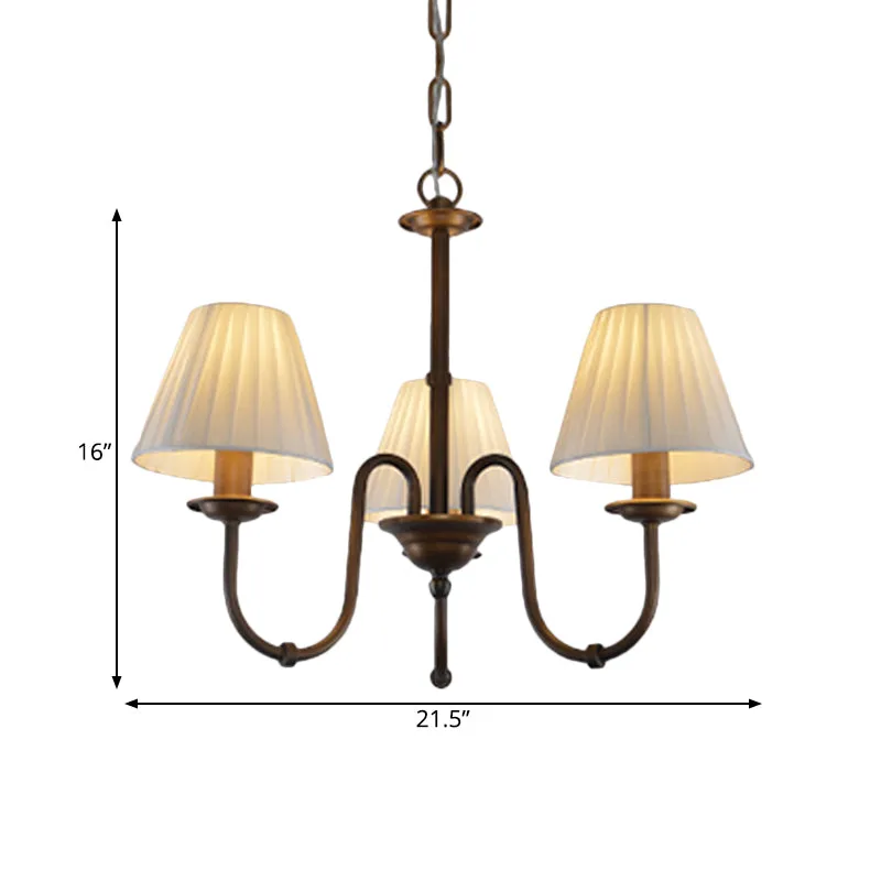 Melkwit 3/6 Lights Chandelier Light Fixture Traditional Fabric Scroll Pendant Lamp Living Room Cone Shade White
