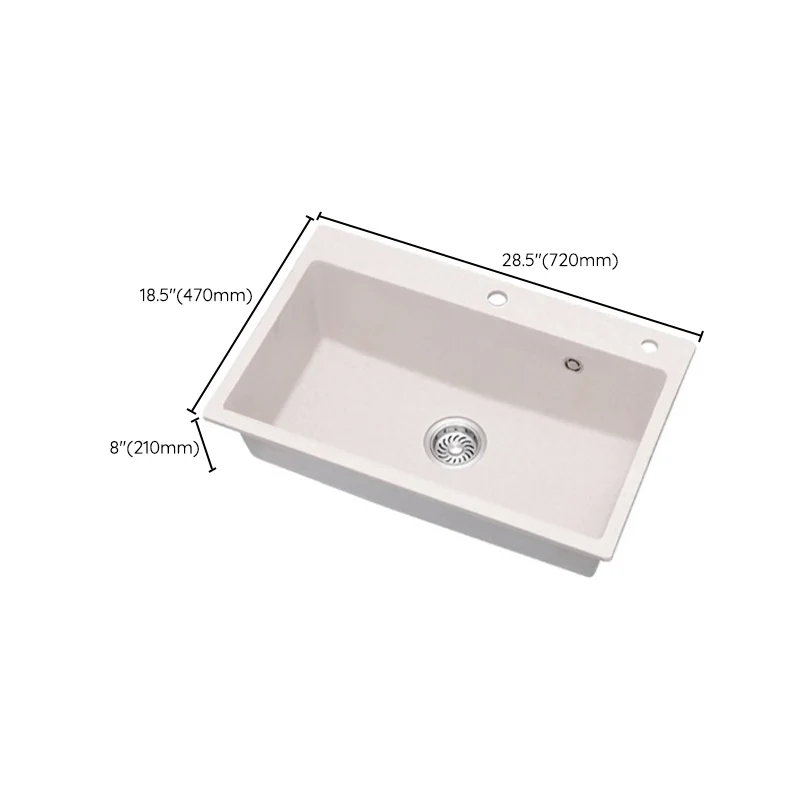 Melkwit Quartz Kitchen Sink Single Bowl Sink Basket Strainer 21