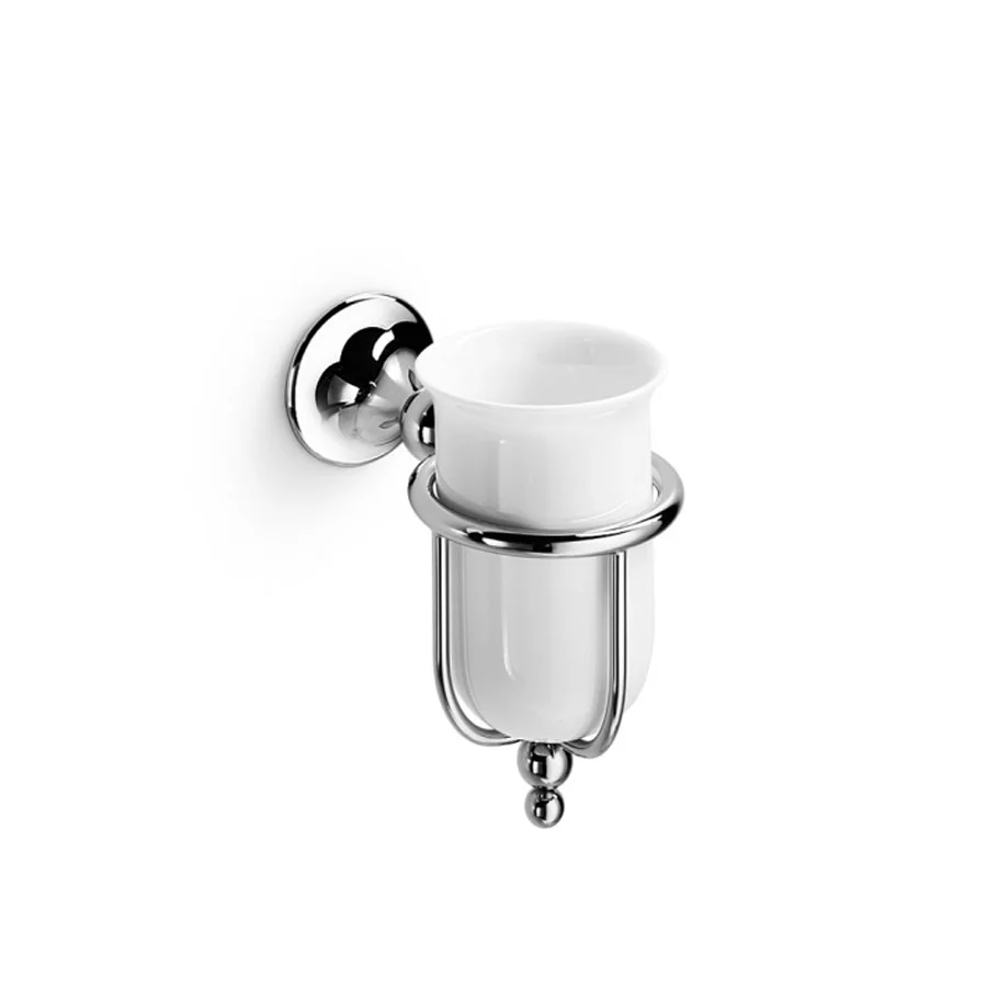 Messing cup holder porcelain glass Venessia Lineabeta chrome