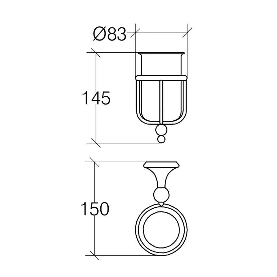 Messing cup holder porcelain glass Venessia Lineabeta chrome