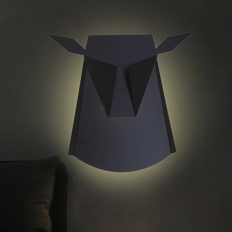 Metal Ox Head Wall Light Kitchen Living Room Animal Sconce Light Knus Lighting Silver