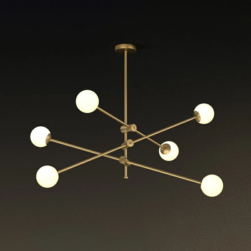 Metal Swivel Arm Hanging Lamp Minimaal Brass Finish Chandelier Ball Glass Shade Clear