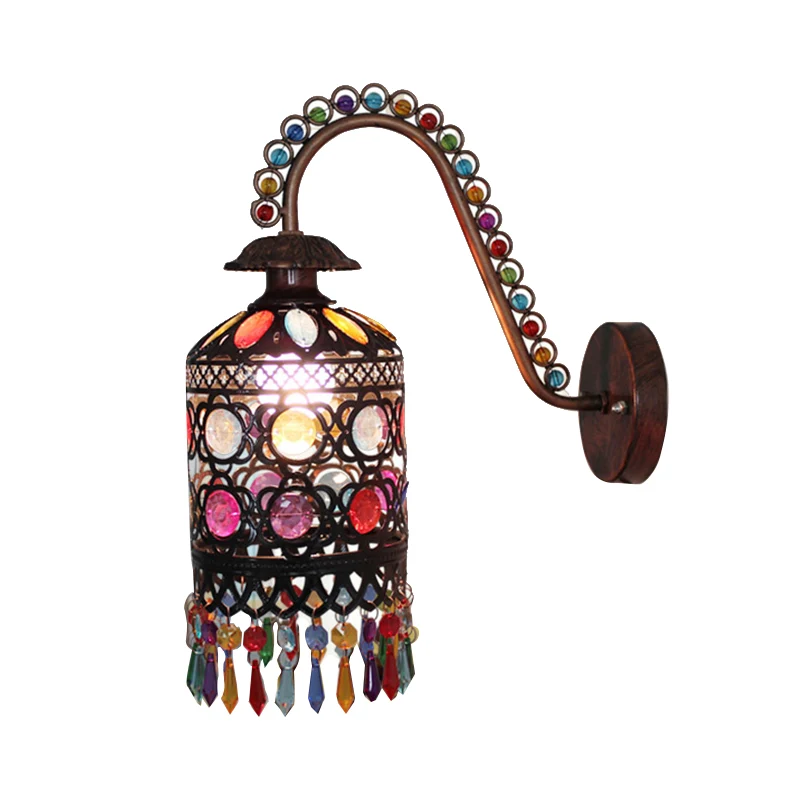 Metalen Cilinder Wandlamp Retro 1 Lichte Slaapkamer Wandkandelaar Verlichting Wit/Koper met Acryl Decoratie