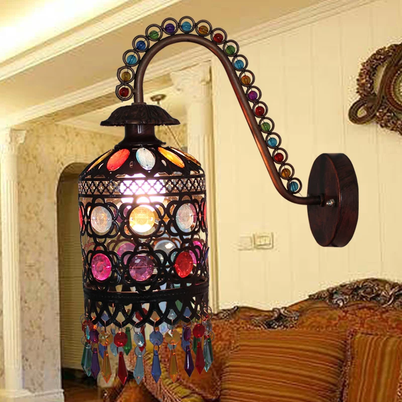 Metalen Cilinder Wandlamp Retro 1 Lichte Slaapkamer Wandkandelaar Verlichting Wit/Koper met Acryl Decoratie