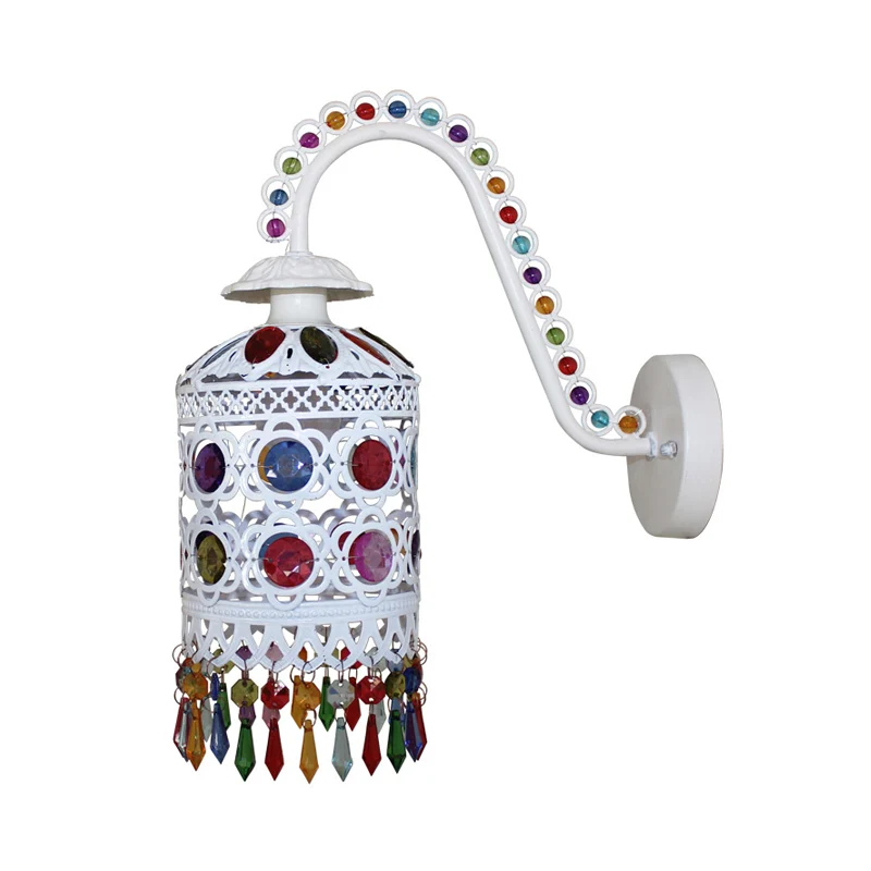Metalen Cilinder Wandlamp Retro 1 Lichte Slaapkamer Wandkandelaar Verlichting Wit/Koper met Acryl Decoratie