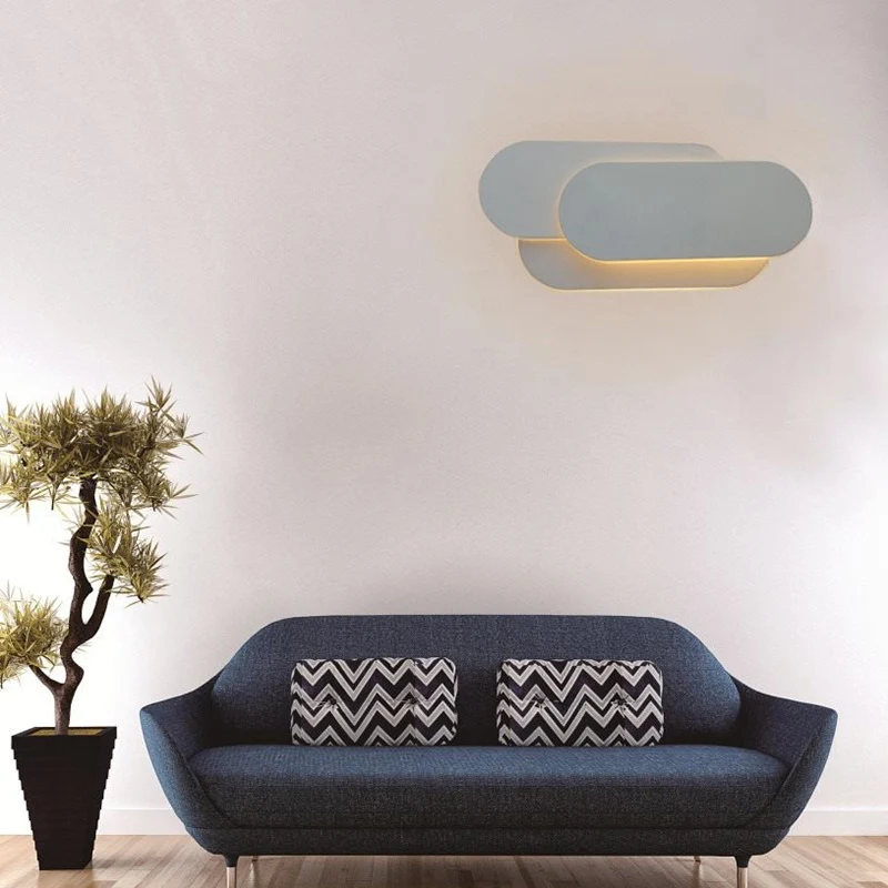 Metalen Oval Shade Wall Sconce Lighting Simple Stylish Warm/White Light LED Wall Light Fixture Grey Bedroom Grey