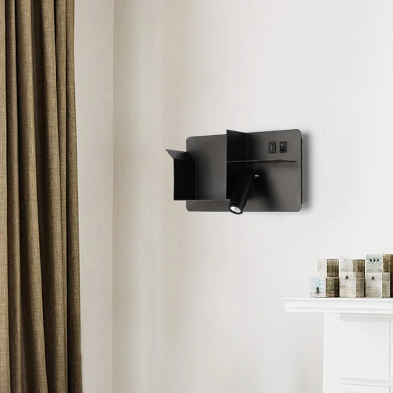 Metalen Tubular Wall Light Modernist Modernism Black/White LED Wall Sconce Lighting Shelf Frame White