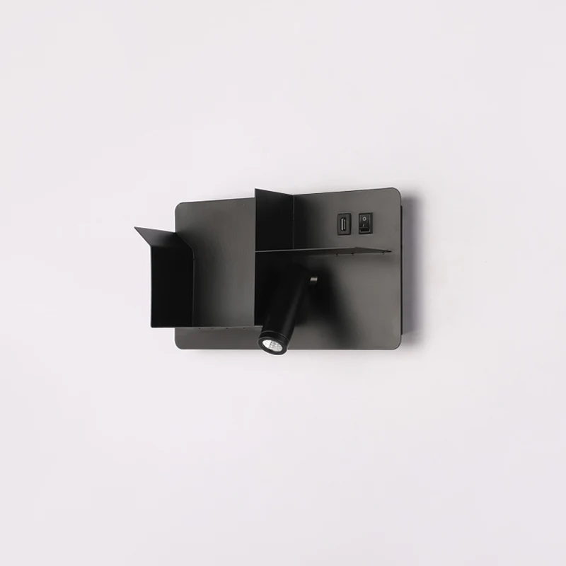 Metalen Tubular Wall Light Modernist Modernism Black/White LED Wall Sconce Lighting Shelf Frame White