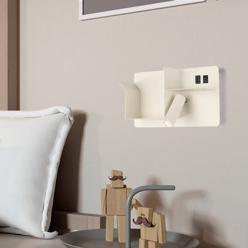 Metalen Tubular Wall Light Modernist Modernism Black/White LED Wall Sconce Lighting Shelf Frame White