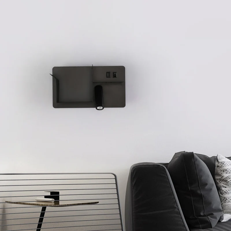 Metalen Tubular Wall Light Modernist Modernism Black/White LED Wall Sconce Lighting Shelf Frame White