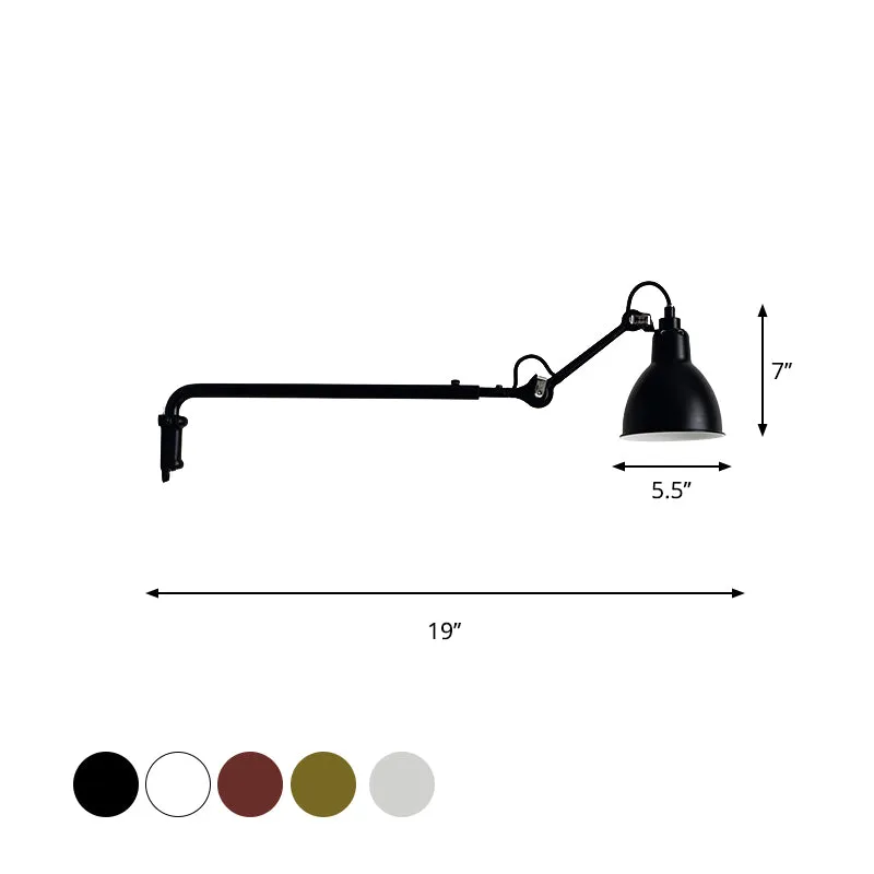 Metallic Bowl Shaped Wall Sconce Modernist Style 1 Light Black/White Sconce Lighting Fixture Bedroom White
